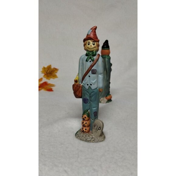 Vintage Haunted Haven Pencil Halloween Scarecrow & Pumpkin‎ Figurines - Picture 4 of 11